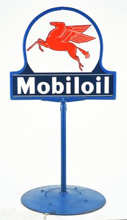 Outstanding Mobiloil Porcelain Keyhole Lollipop Sign with Mobil Pegasus Graphic.