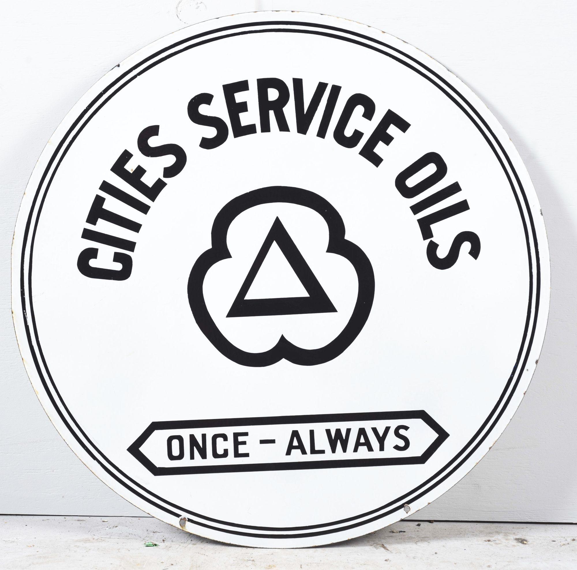 Outstanding Cities Service Oils Porcelain Service Station Sign.