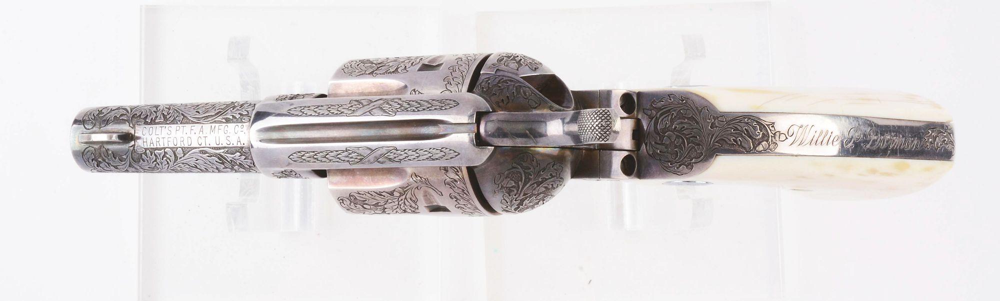 (C) Howard Dove Engraved Silver Plated Colt Sheriff's Single Action Army Model .45 Colt Revolver (19