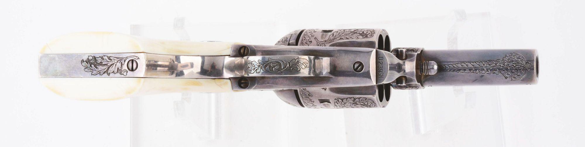 (C) Howard Dove Engraved Silver Plated Colt Sheriff's Single Action Army Model .45 Colt Revolver (19