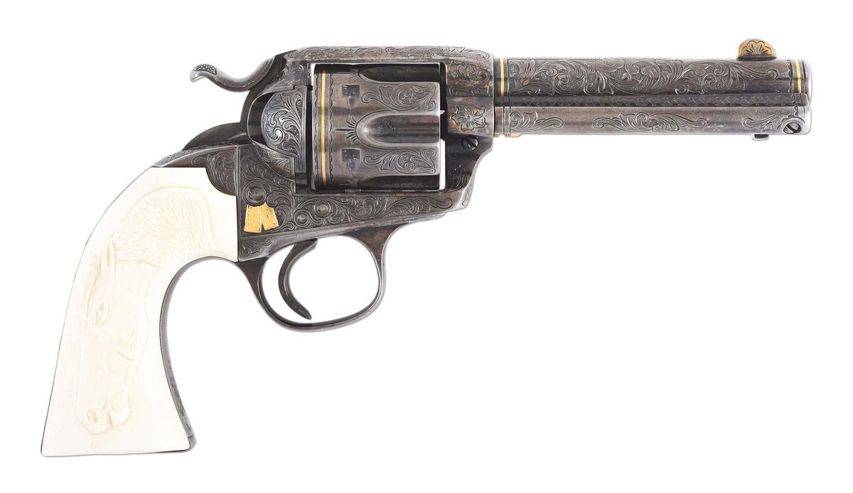 (C) Custom Engraved Colt Bisley .41 Revolver (1907).