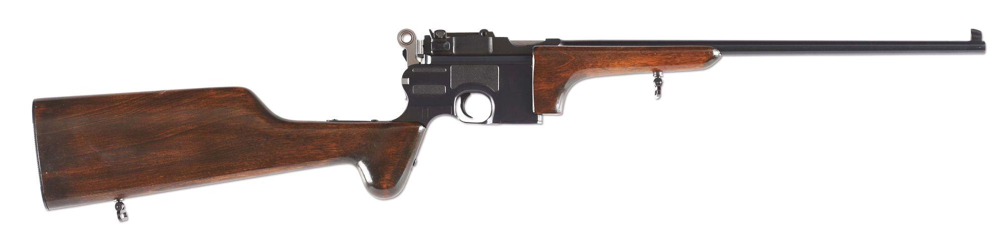 (C) Cased Mauser C96 Semi Automatic Carbine.