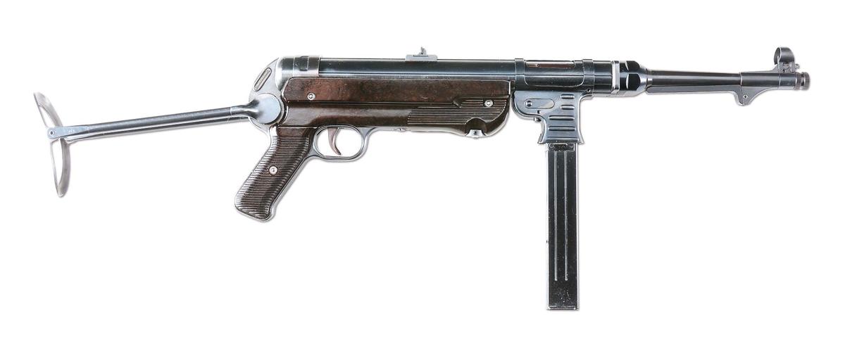 (N) ATTRACTIVE AND UNIQUE SELECT-FIRE GERMAN WORLD WAR II MP-40 MACHINE GUN (CURIO AND RELIC).