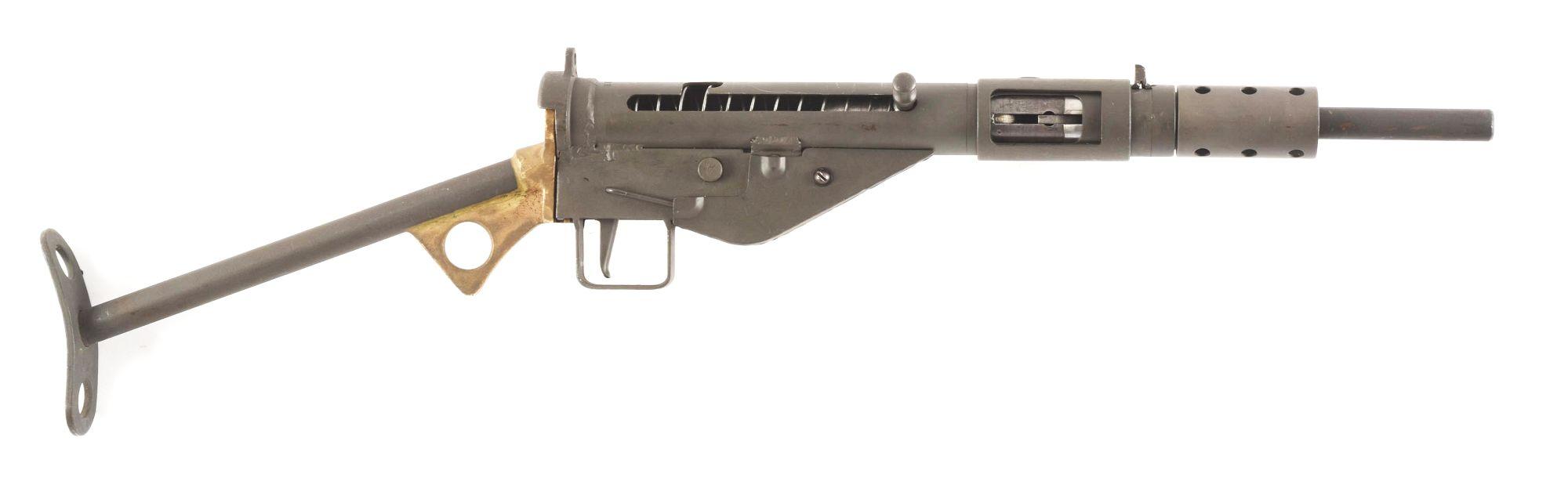 (N) TAYLOR MANUFACTURING REGISTERED WORLD WAR II BRITISH STEN MK II MACHINE GUN WITH STEN MK V PARTS