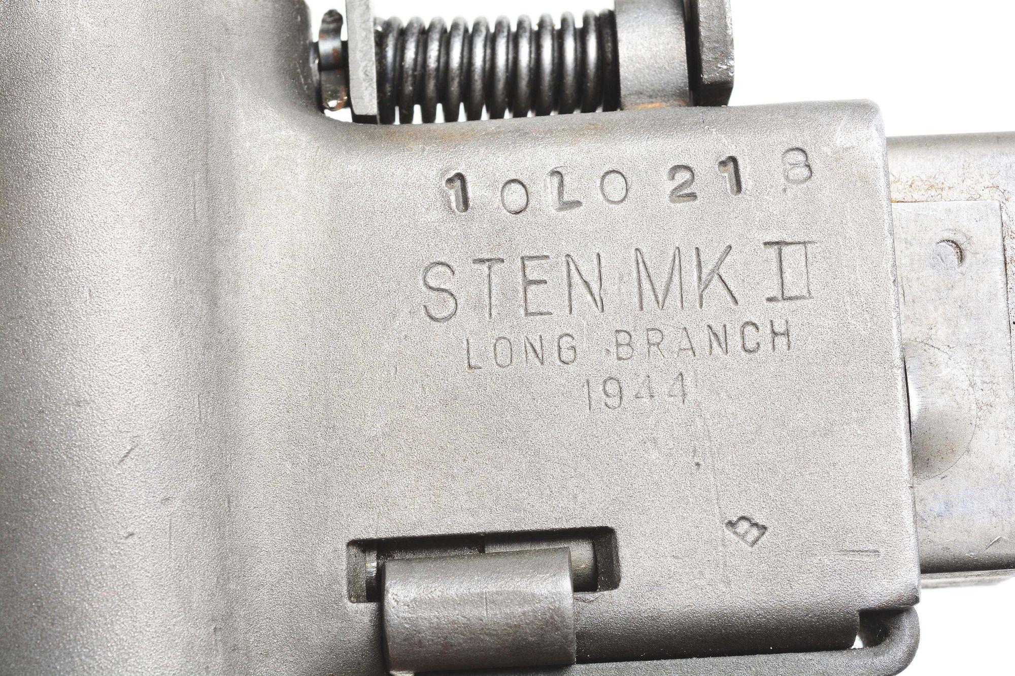 (N) DLO REGISTERED WORLD WAR II BRITISH STEN MK II MACHINE GUN WITH SPARE STEN MK II PARTS KIT (FULL