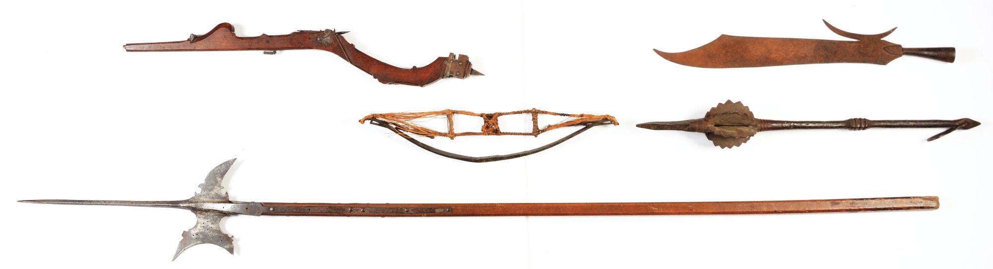 Lot of 4: European Weapons Including A 17th Century Halberd on Shaft, A 17th Century Partially Compl
