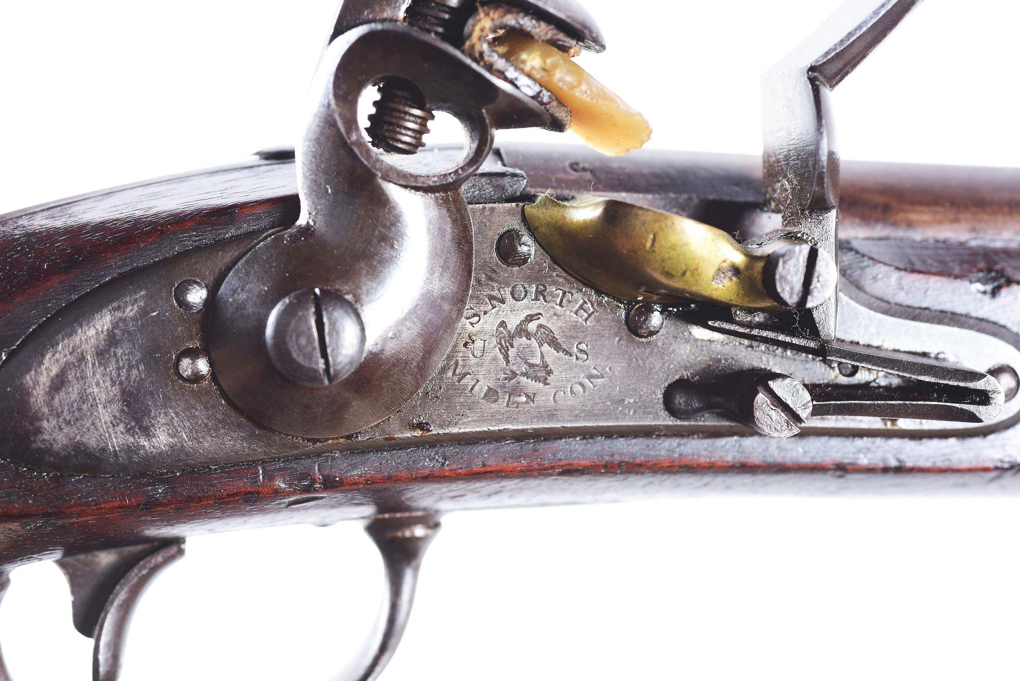 (A) A VERY GOOD US FLINTLOCK SINGLE SHOT MARTIAL PISTOL MODEL 1816 BY SIMEON NORTH.