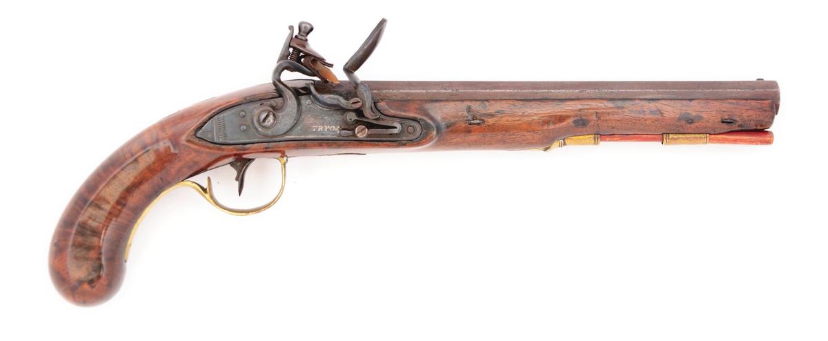 (A) A GOOD KENTUCKY PISTOL BY EDWARD TRYON SIGNED TRYON PHILADA ON BARREL AND TRYON ON LOCK.