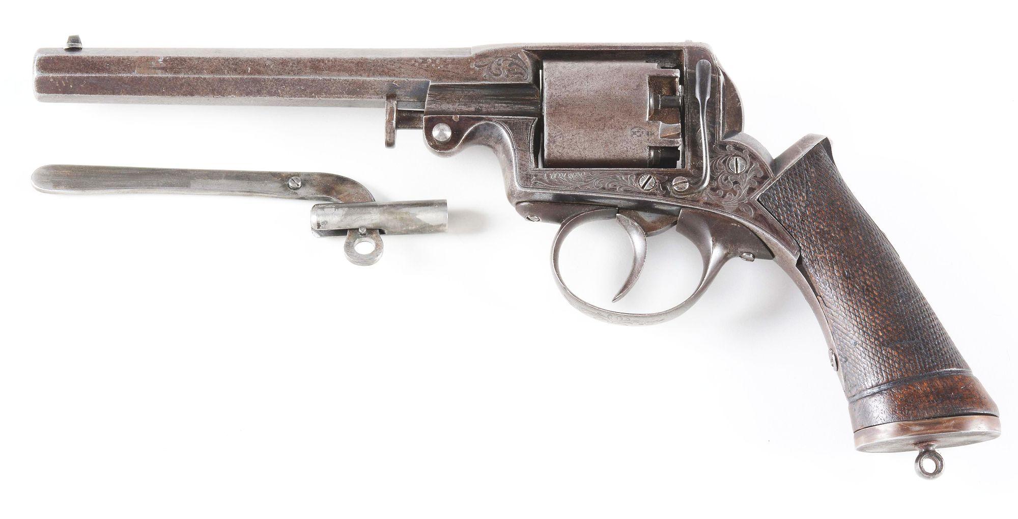 (A) ADAMS PATENT STYLE DOUBLE ACTION PERCUSSION REVOLVER.