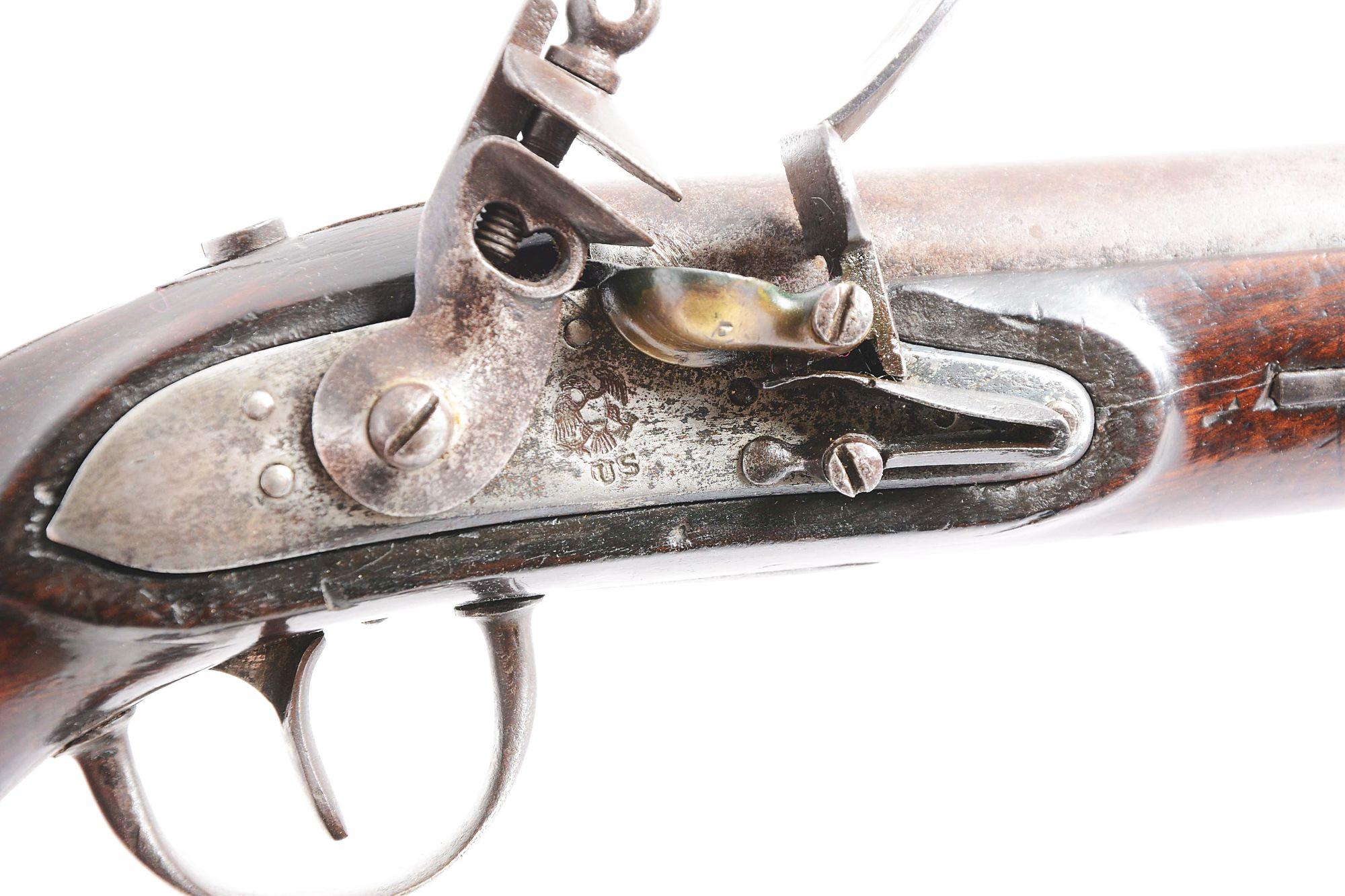 (A) UNKNOWN POSSIBLY EXPERIMENTAL US SINGLE SHOT FLINTLOCK MARTIAL PISTOL OF 1819 CONFIGURATION.