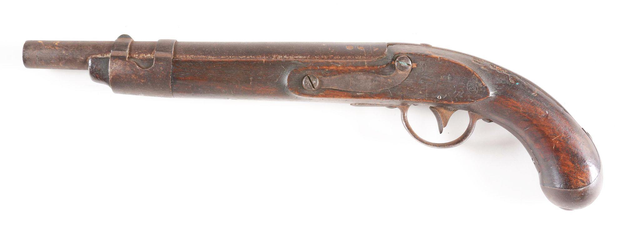 (A) SPRINGFIELD MODEL 1817 FLINTLOCK PISTOL DATED 1815, THE SECOND TYPE, CONVERTED TO PERCUSSION, IN