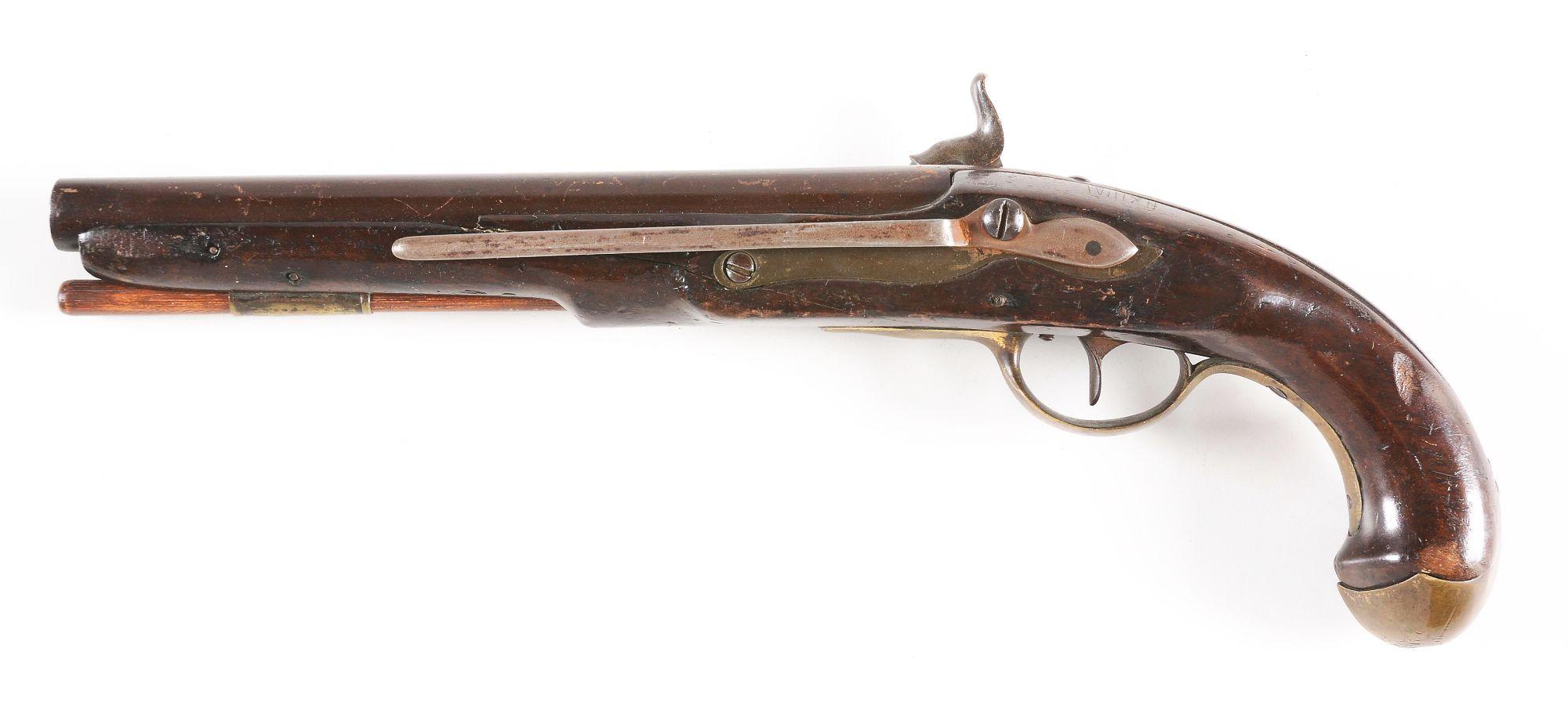 (A) RARE US MARTIAL FLINTLOCK MODEL 1808 NAVAL PISTOL.