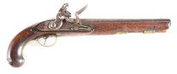 (A) AN 1813 (?) CONTRACT UNITED STATES FLINTLOCK MARTIAL PISTOL WITH BARREL MARKED DERINGER PHILA PA
