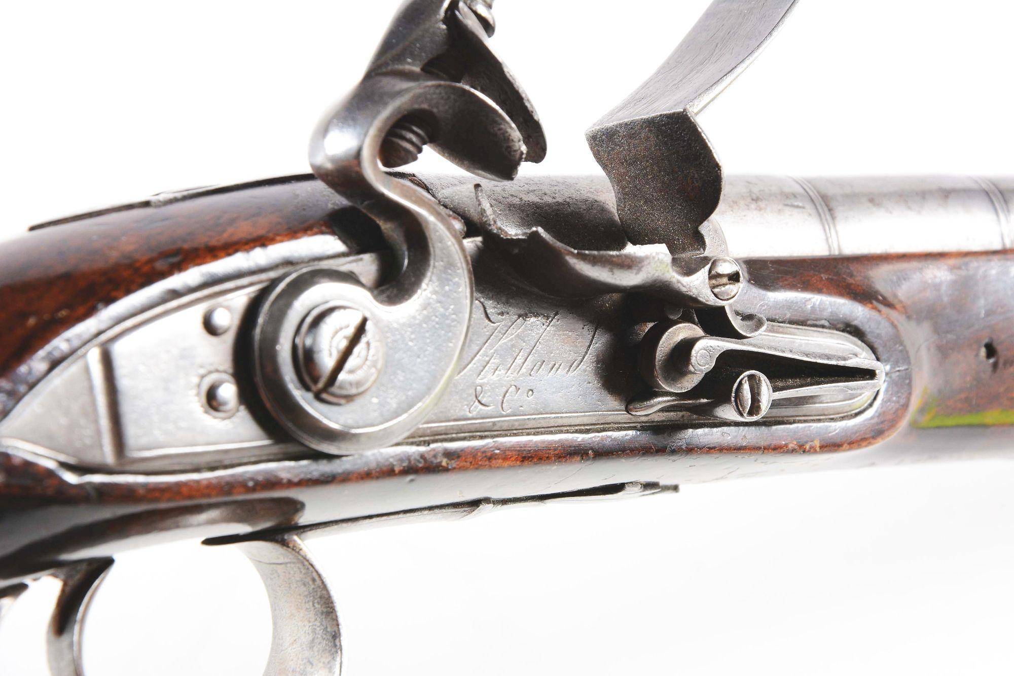 (A) A GOOD PARTLY SILVER MOUNTED LONG FLINTLOCK HOLSTER PISTOL BY KETLAND AND COMPANY, CIRCA 1780.