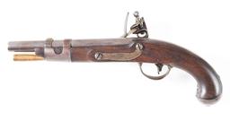 (A) A US MODEL 1816 SINGLE SHOT FLINTLOCK MARTIAL PISTOL BY SIMEON NORTH WITH UNUSUAL, POSSIBLY UNIQ