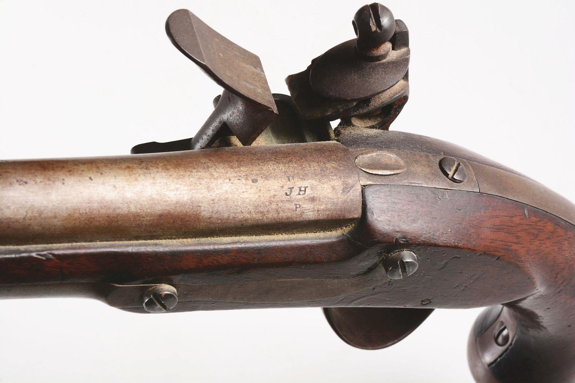 (A) AN EXTREMELY UNUSUAL "VARIANT EAGLE MARKED" MODEL 1836 US FLINTLOCK MARTIAL PISTOL.
