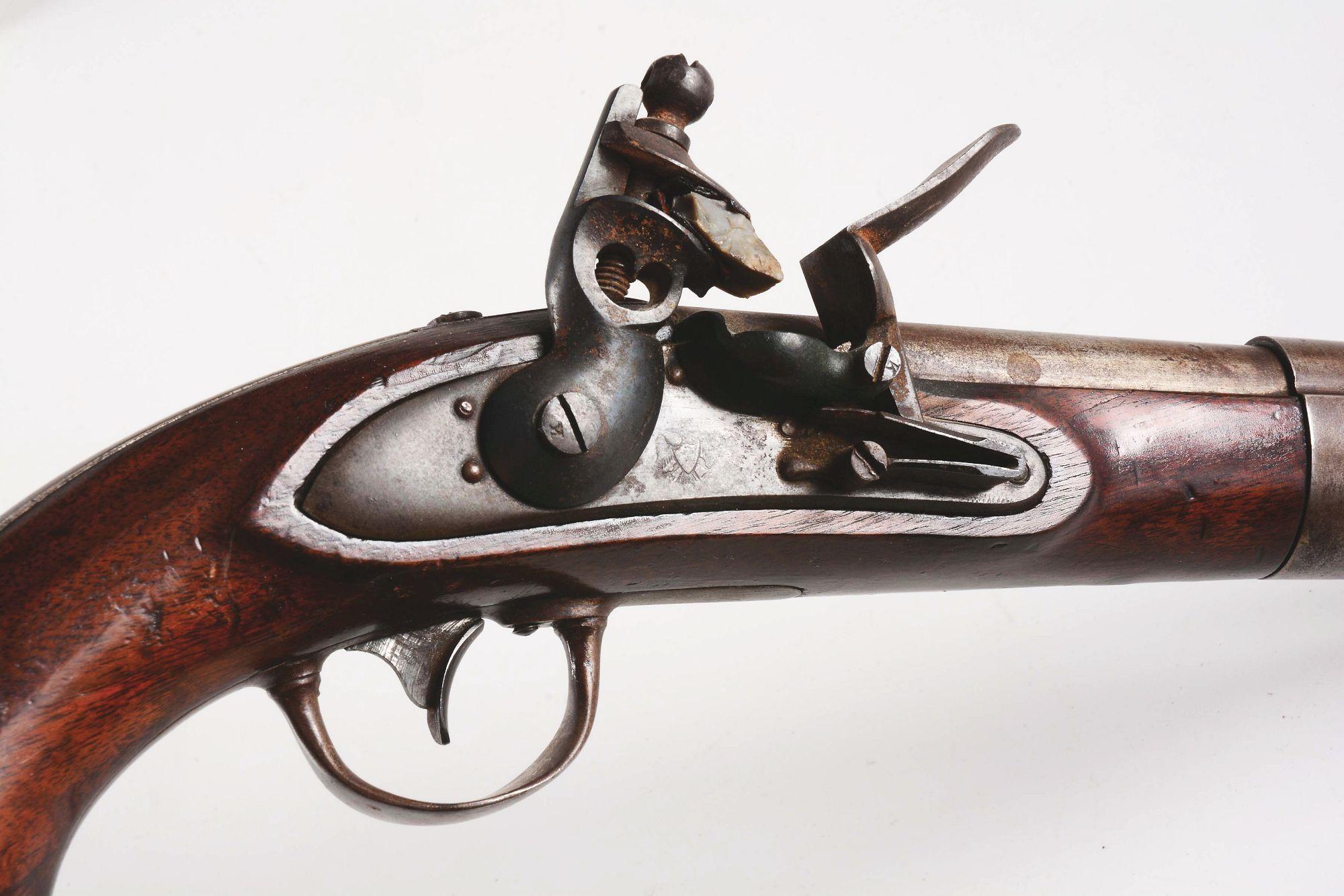 (A) AN EXTREMELY UNUSUAL "VARIANT EAGLE MARKED" MODEL 1836 US FLINTLOCK MARTIAL PISTOL.