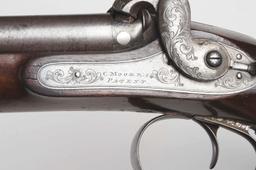 (A) C. MOORE LONDON DOUBLE BARREL HOWDAH PISTOL.