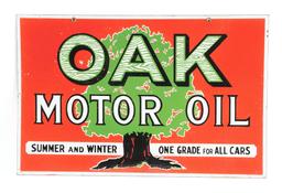 Oak Motor Oil Porcelain Curb Sign.