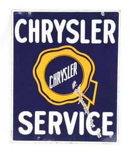 Chrysler Motor Cars Service Porcelain Sign W/ Ribbon Graphic.