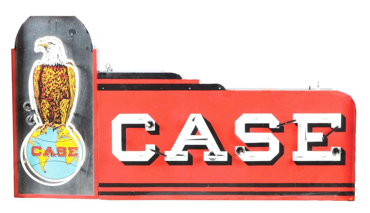 Case Eagle Tractors Porcelain Neon Sign W/ Eagle Graphic.