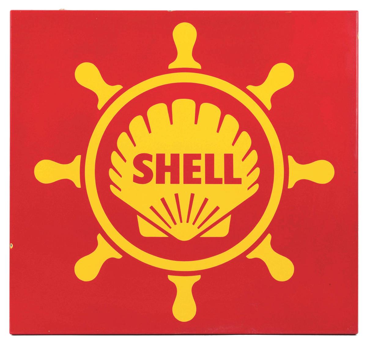 Shell Marine Gasoline Porcelain Sign with Cookie Cutter Edge.