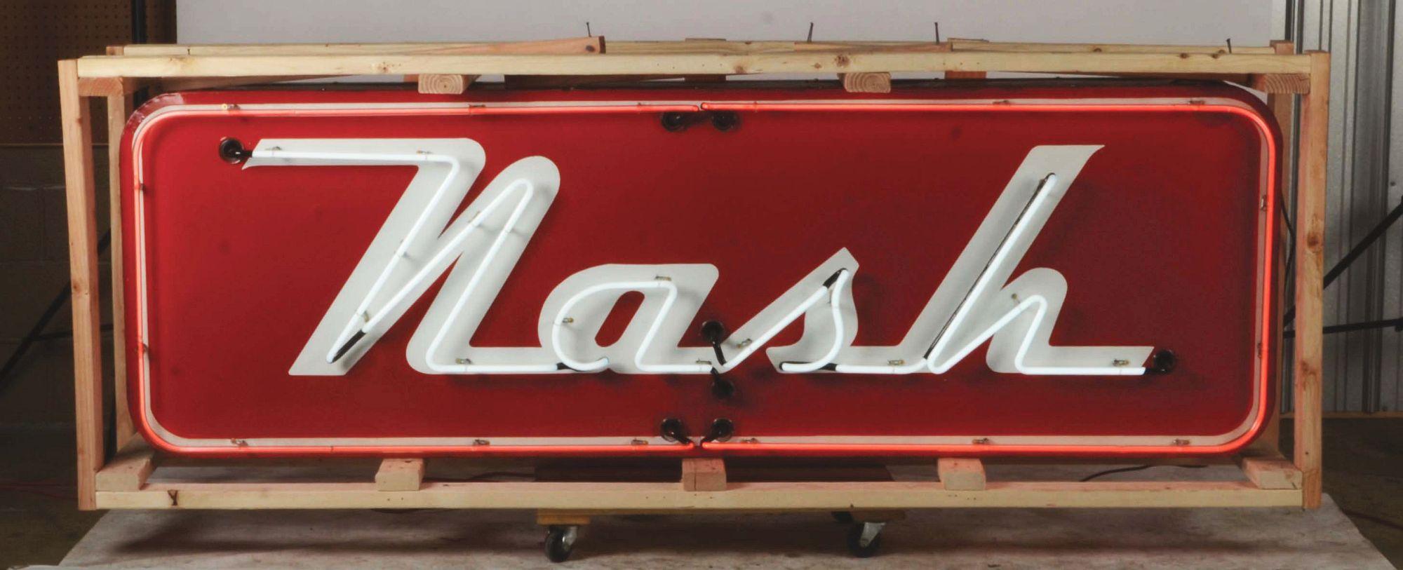 Outstanding Nash Motor Cars Porcelain Neon Sign.