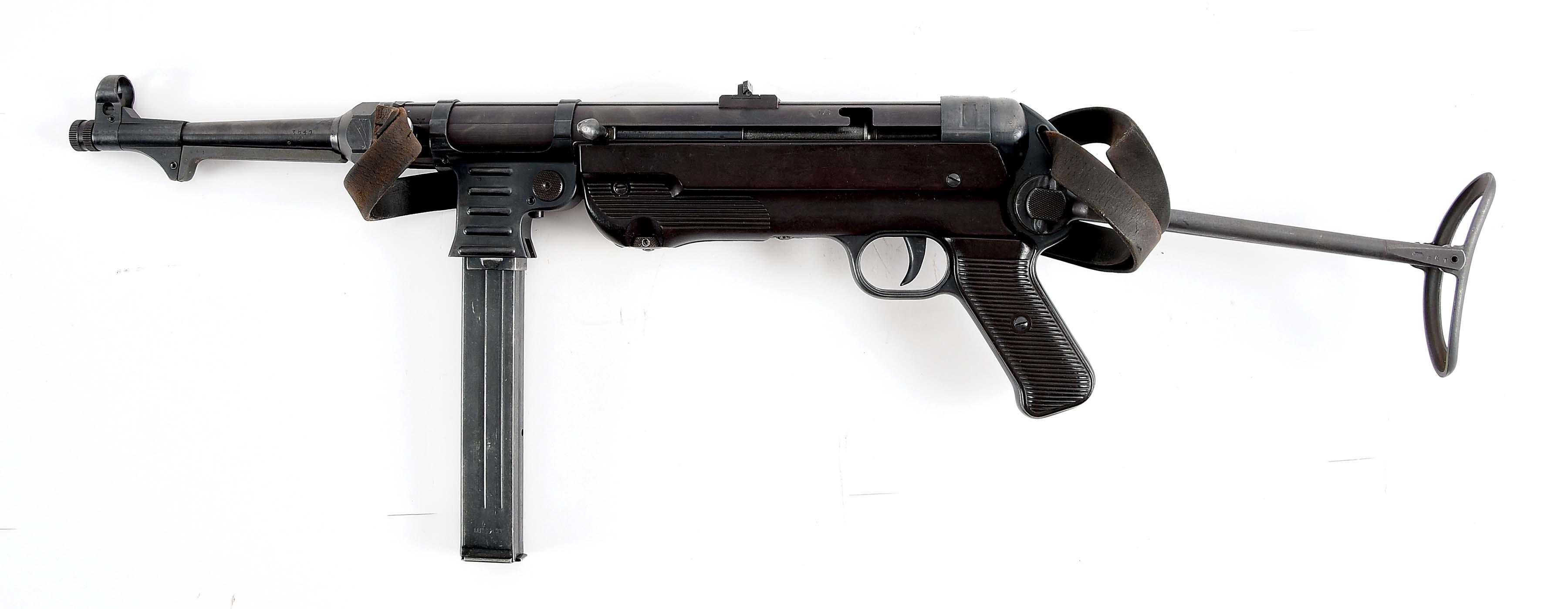 (N) EXTREMELY ATTRACTIVE MATCHING NUMBERS “ERB” REGISTERED TUBE GERMAN WORLD WAR II MP-40 MACHINE GU