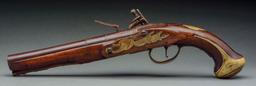 (A) Brass Mounted English Trade Pistol by Bumford.