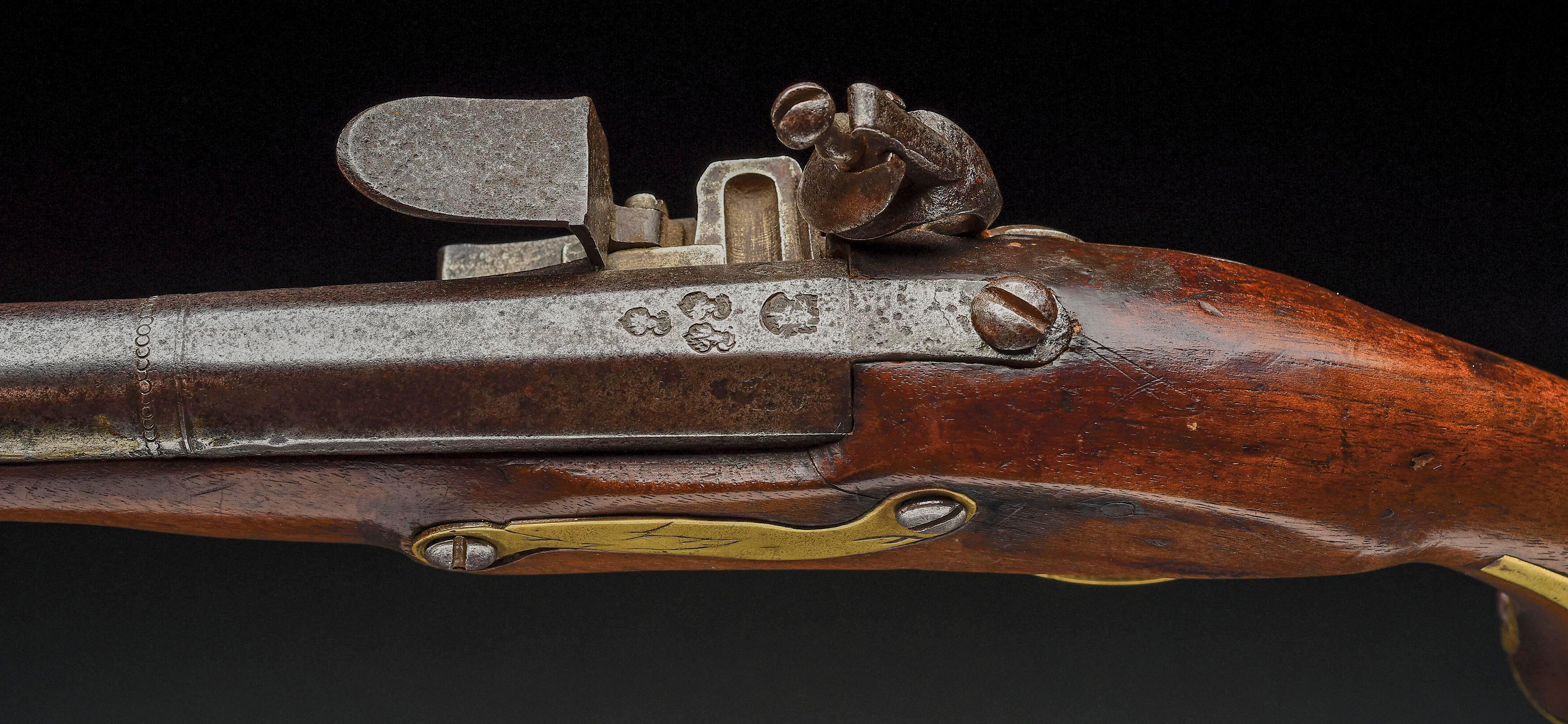 (A) Early American Flintlock Holster Pistol.