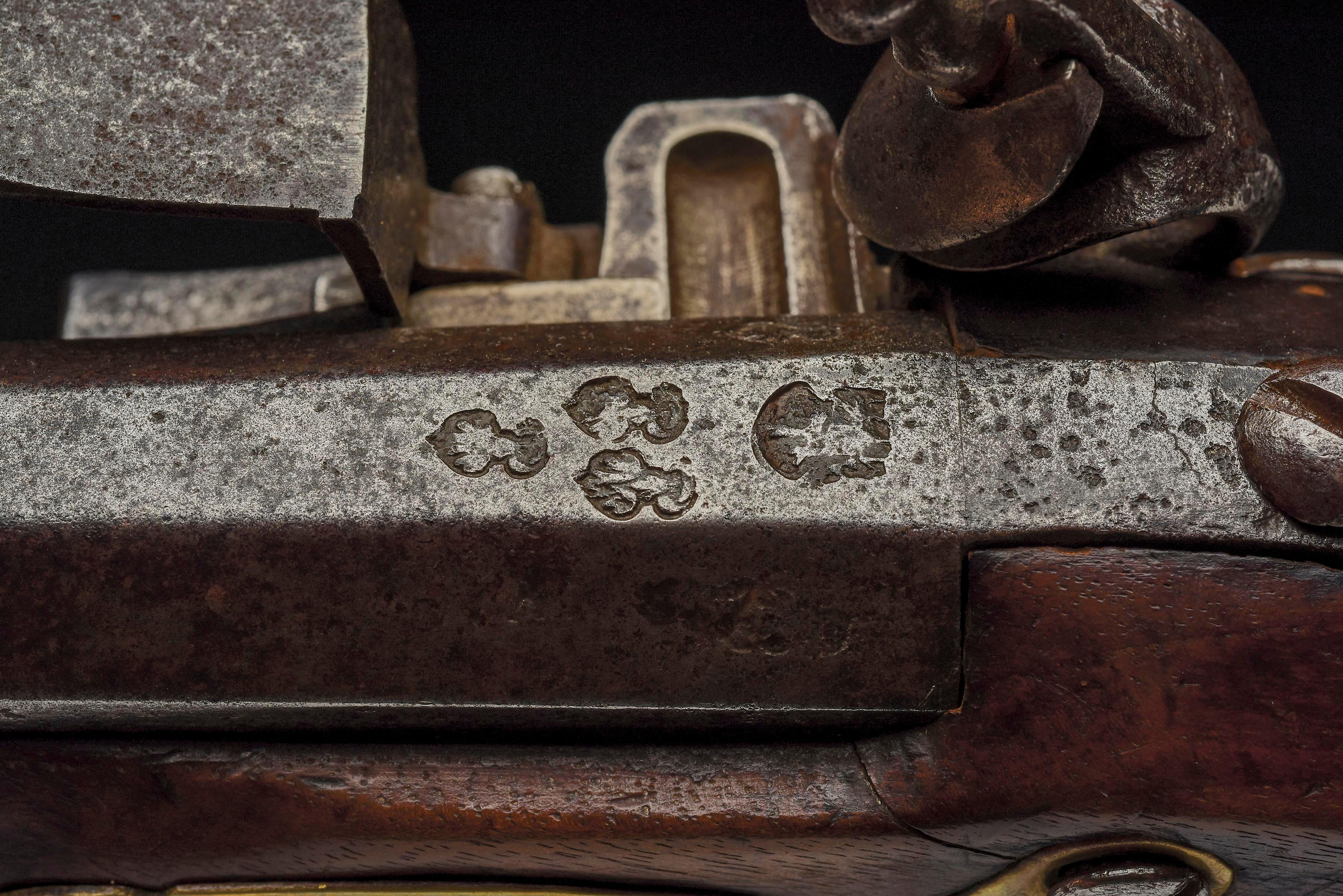 (A) Early American Flintlock Holster Pistol.