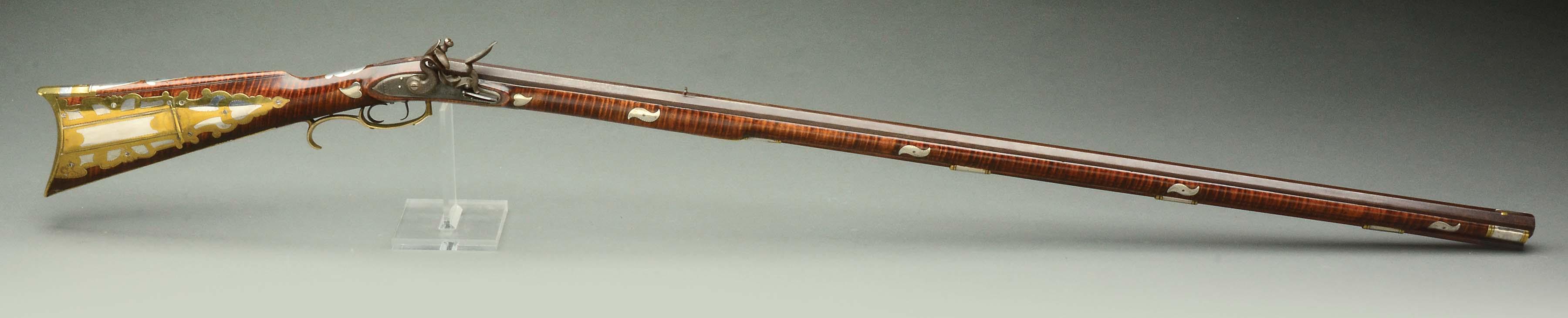 (A) Fantastic and Profusely Silver Inlaid and Partially Silver Mounted Flintlock Tennessee Rifle Att