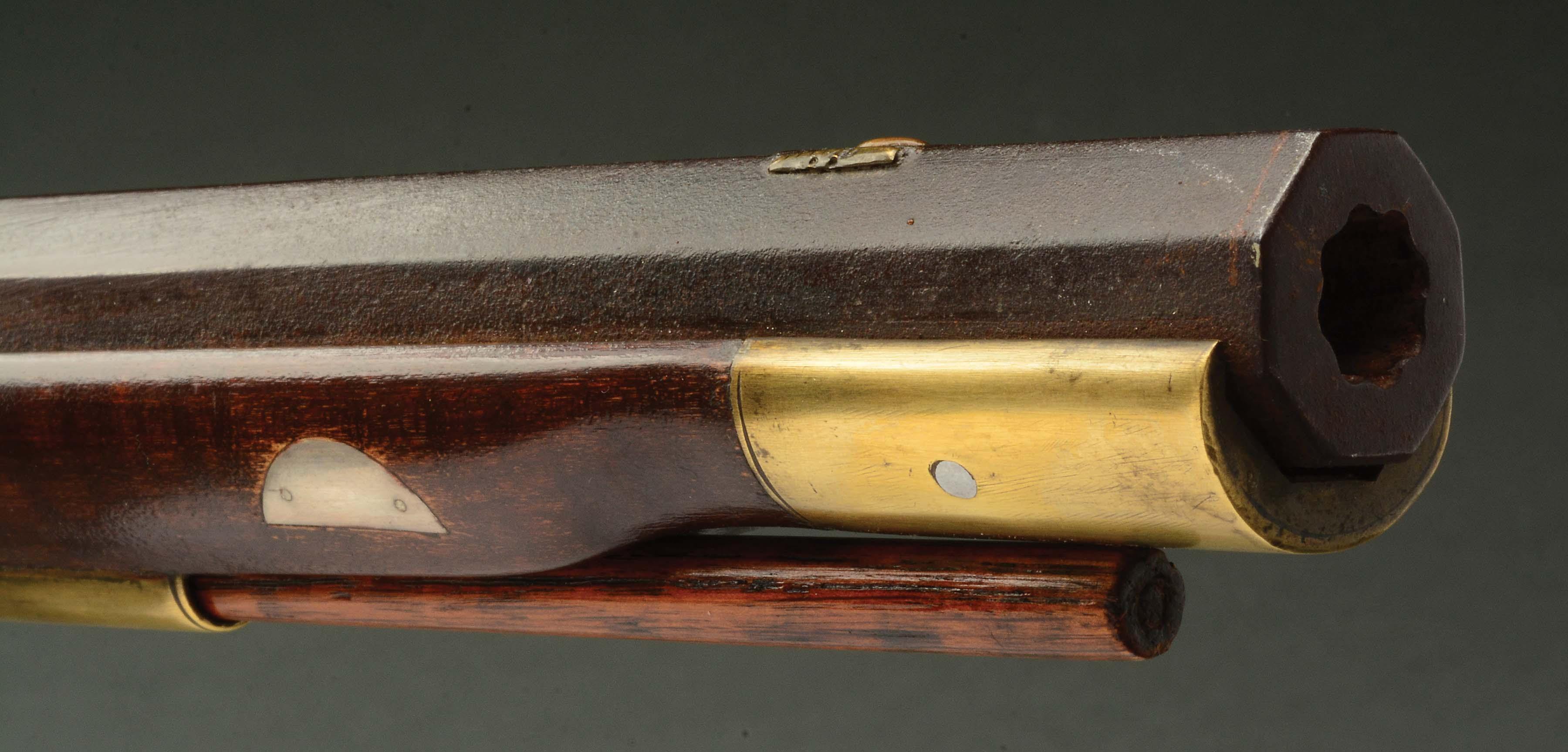 (A) Andrew Young Signed Kentucky Rifle, Inscribed "Heavy tax, no money, hard times, 1844".