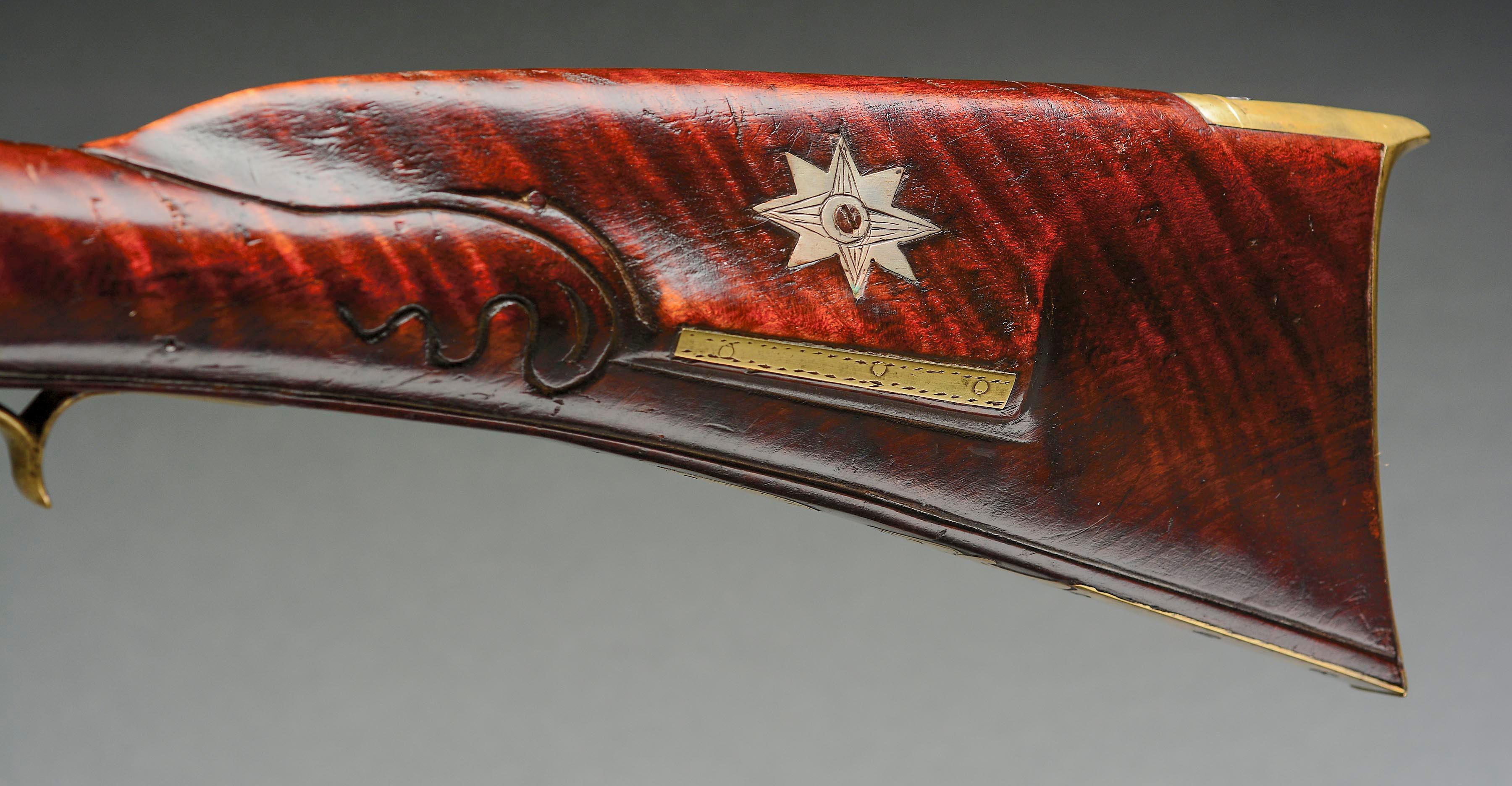(A) Fullstock Flintlock Kentucky Rifle Signed N. Beyer.