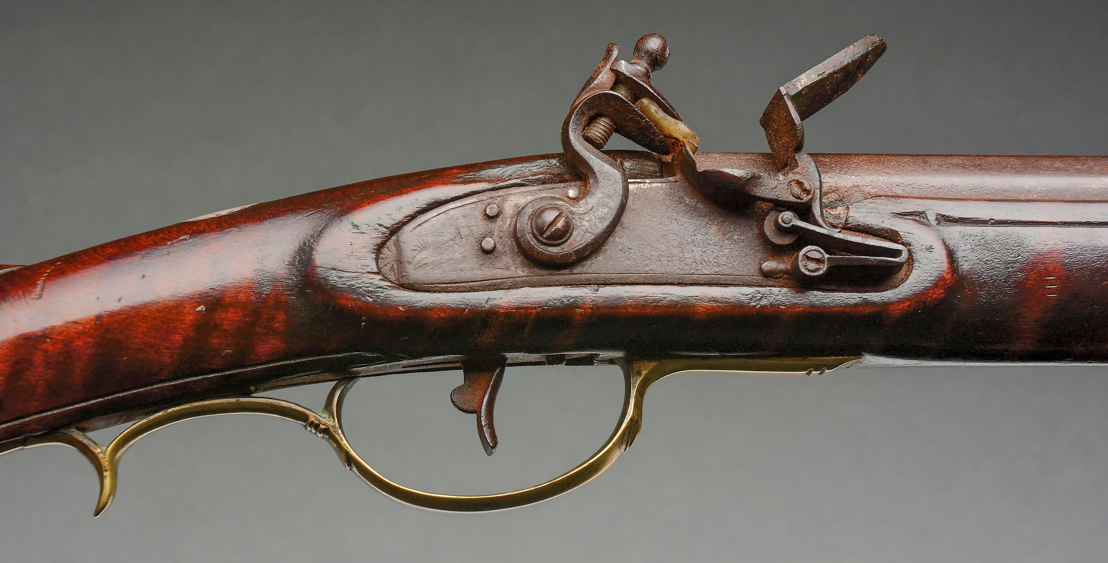 (A) Fullstock Flintlock Kentucky Rifle Signed N. Beyer.