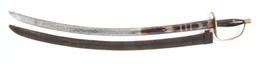 BRASS HILTED "HONOR AND MY COUNTRY" INSCRIBED SABER WITH SCABBARD.