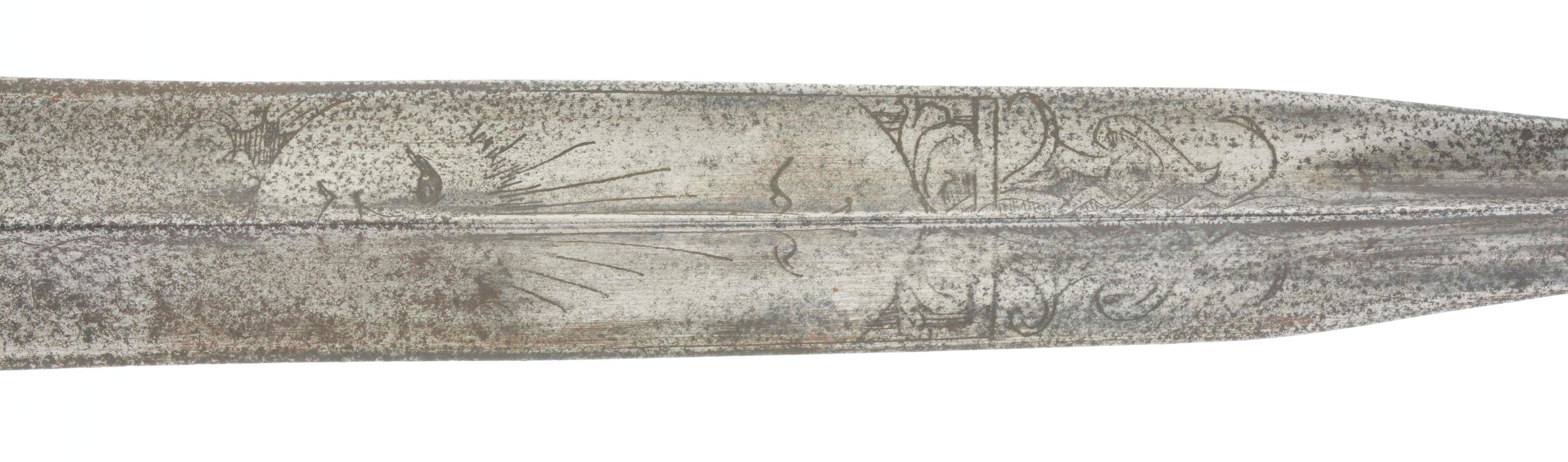 FINE SILVER-HILTED SMALL SWORD DECORATED WITH NAVAL MILITARY MOTIFS.