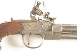 (A) ENGLISH TAP ACTION FLINTLOCK PISTOL.