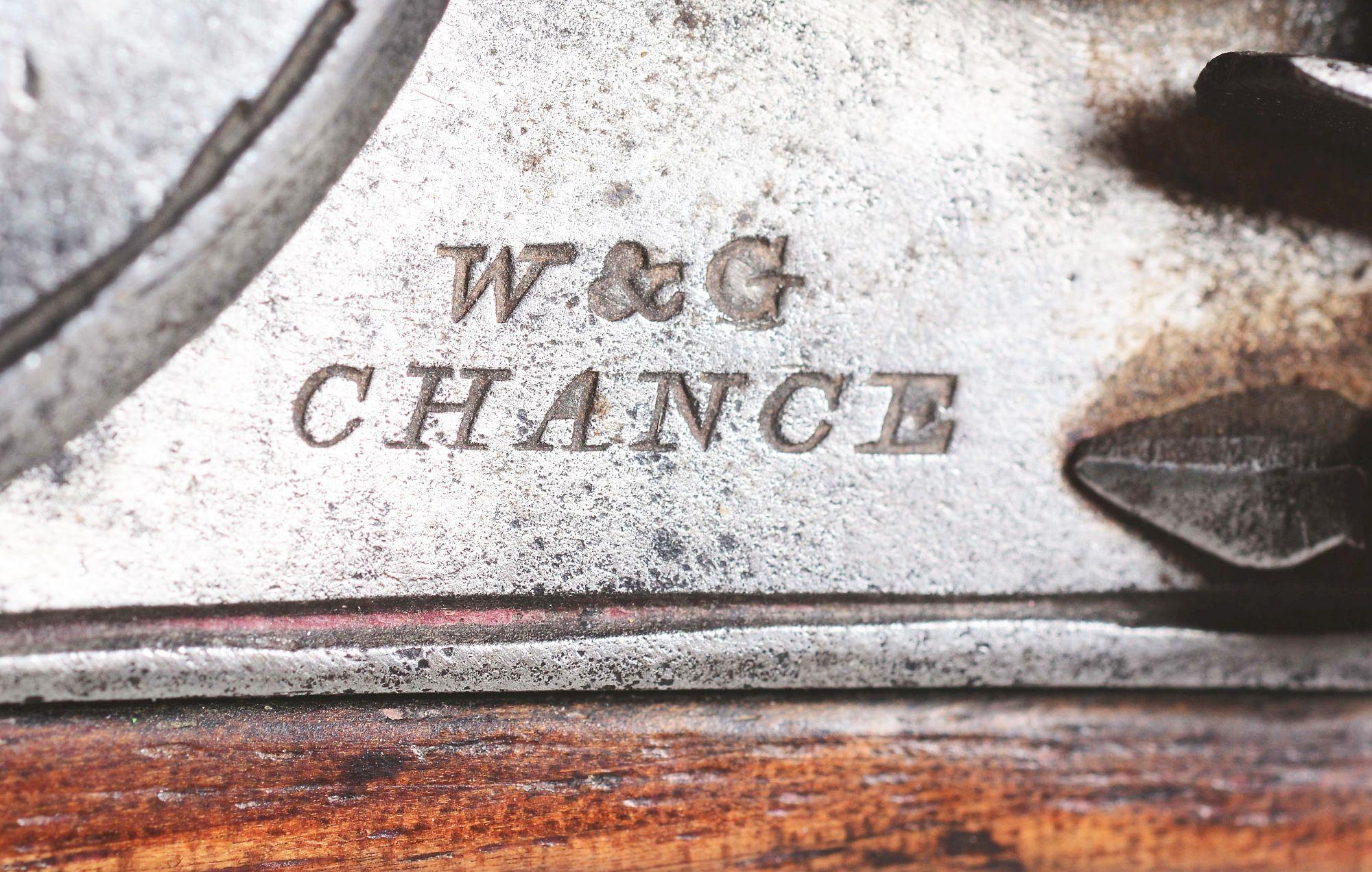 (A) W & G CHANCE BRITISH BRASS BARREL FLINTLOCK PISTOL.