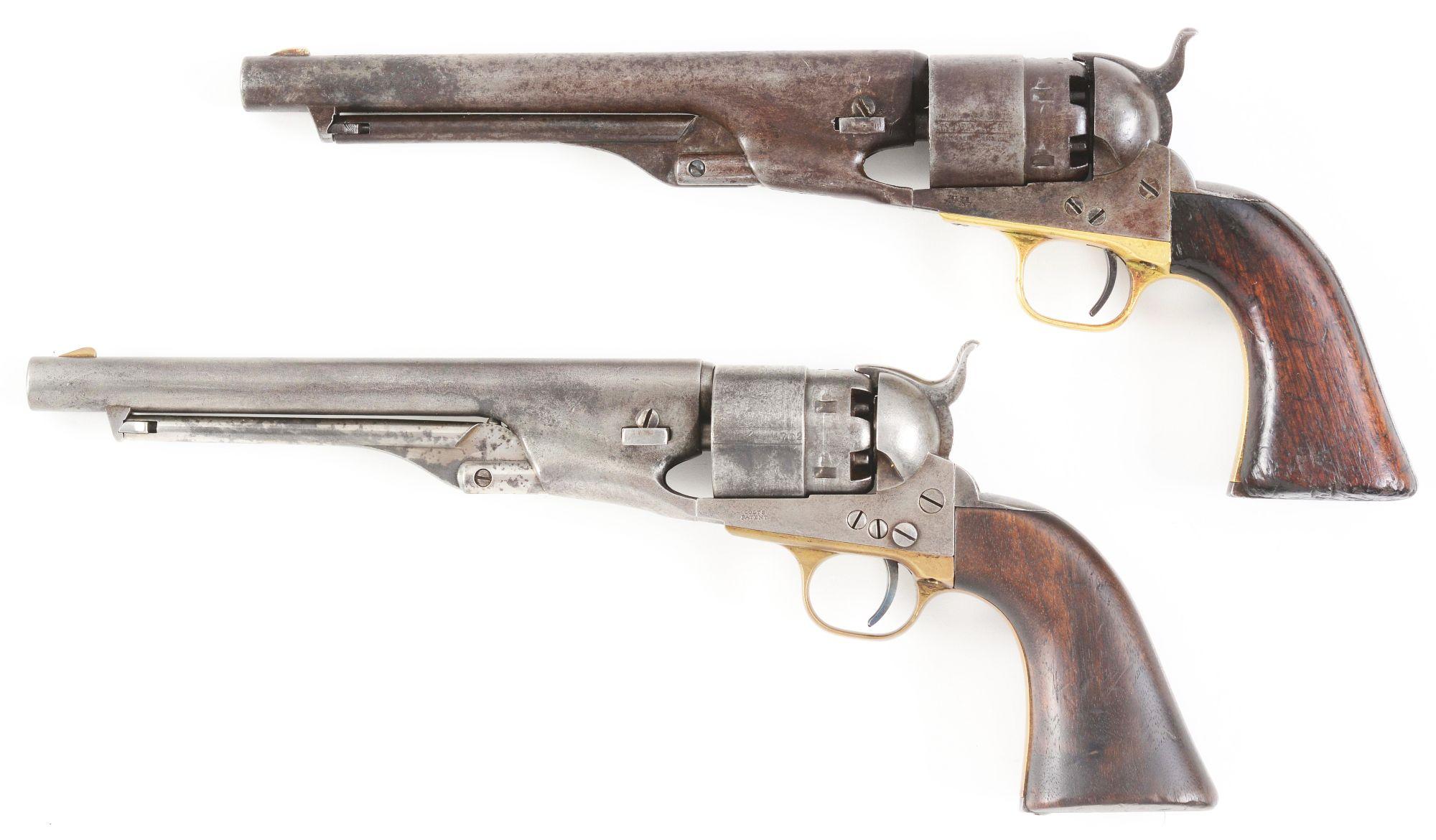 (A) LOT OF TWO: TWO COLT 1860 ARMY PERCUSSION REVOLVERS.