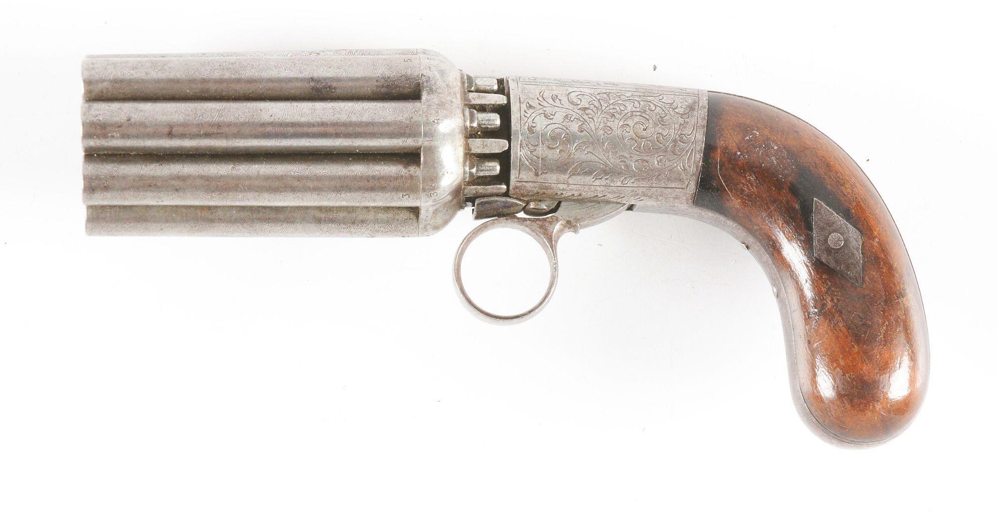 (A) BELGIAN PERCUSSION PEPPERBOX OF THE MARIETTE TYPE.