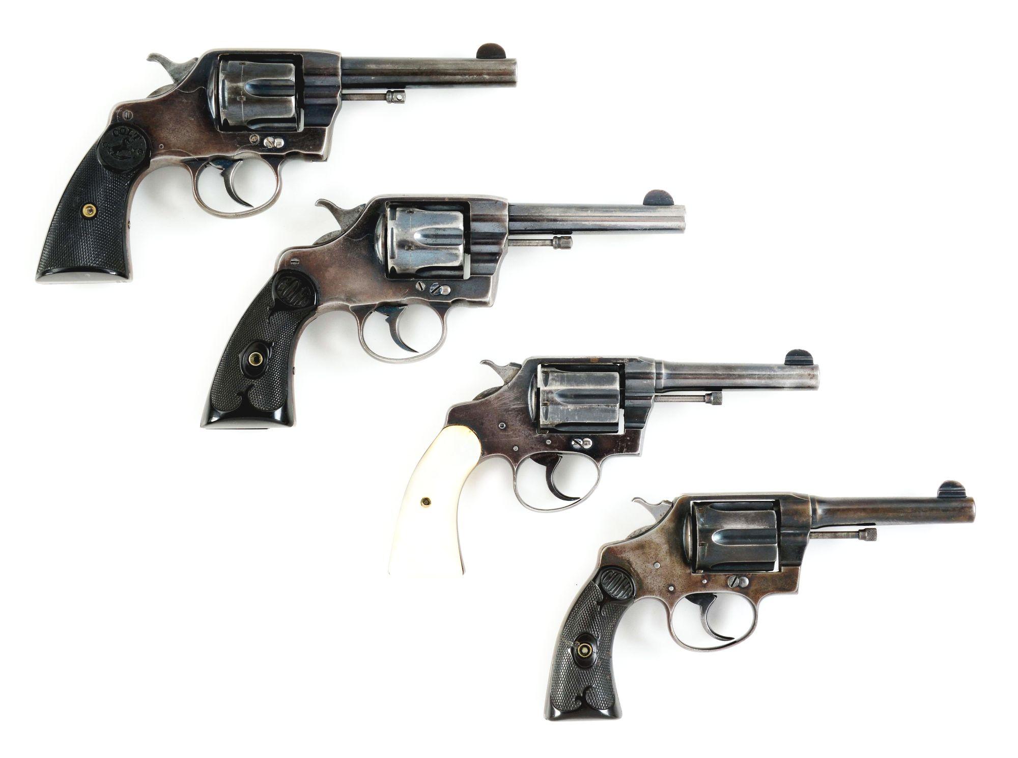(C) LOT OF FOUR: FOUR COLT DOUBLE ACTION REVOLVERS, TWO NEW ARMIES AND TWO POLICE POSITIVES.
