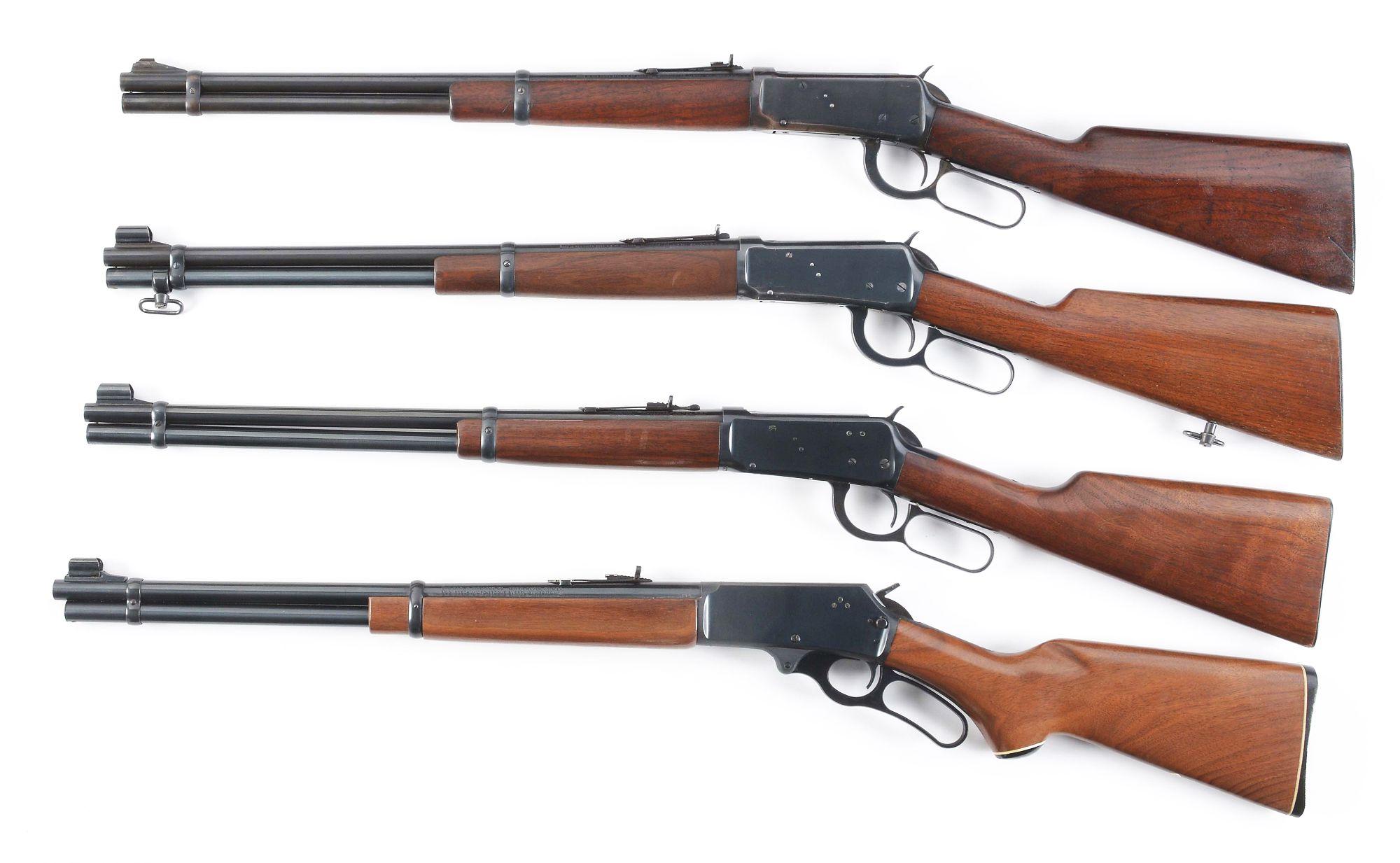 (M) LOT OF FOUR LEVER ACTION RIFLES: THREE WINCHESTER 1894 .30-30 AND ONE MARLIN 336 .30-30