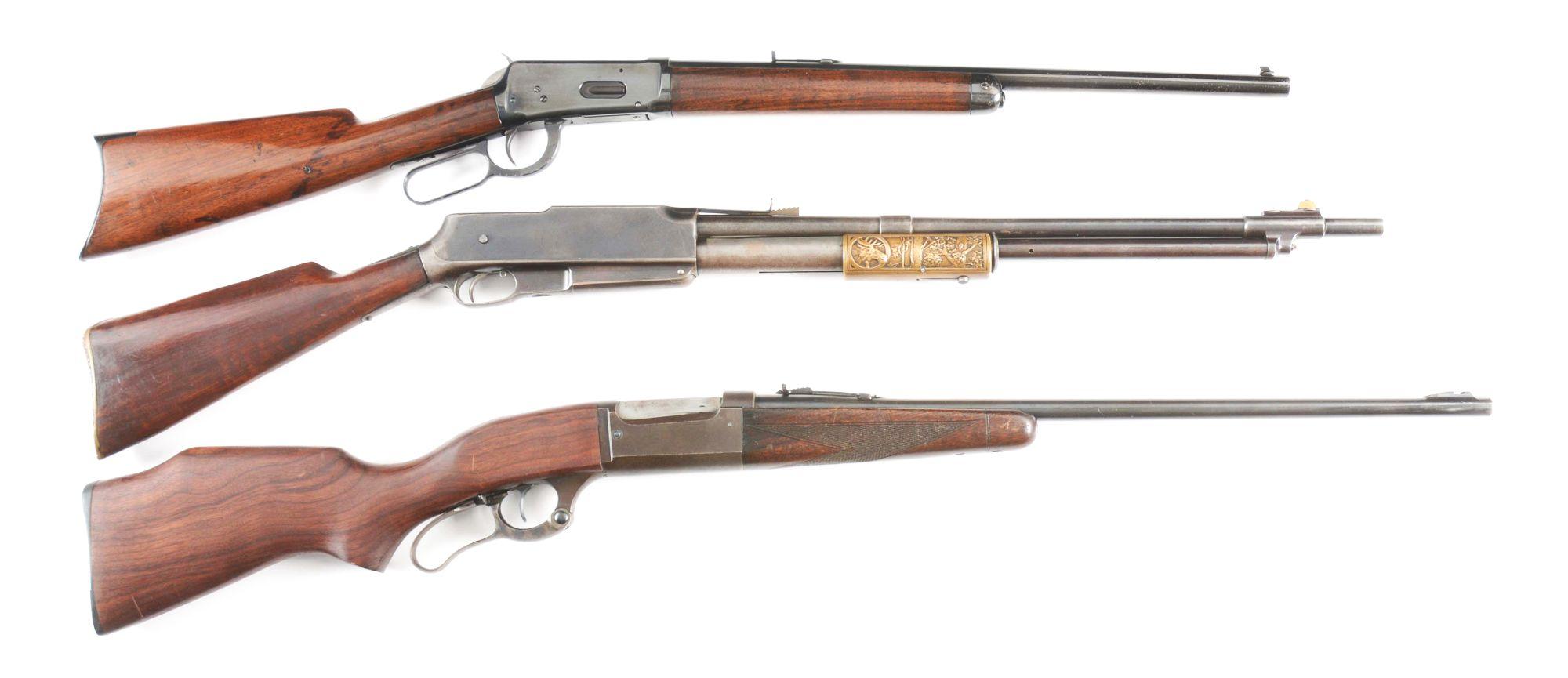 (C) LOT OT THREE: WINCHESTER 94 .38-55 LEVER ACTION RIFLE, STANDARD ARMS MODEL G .35 SLIDE ACTION RI