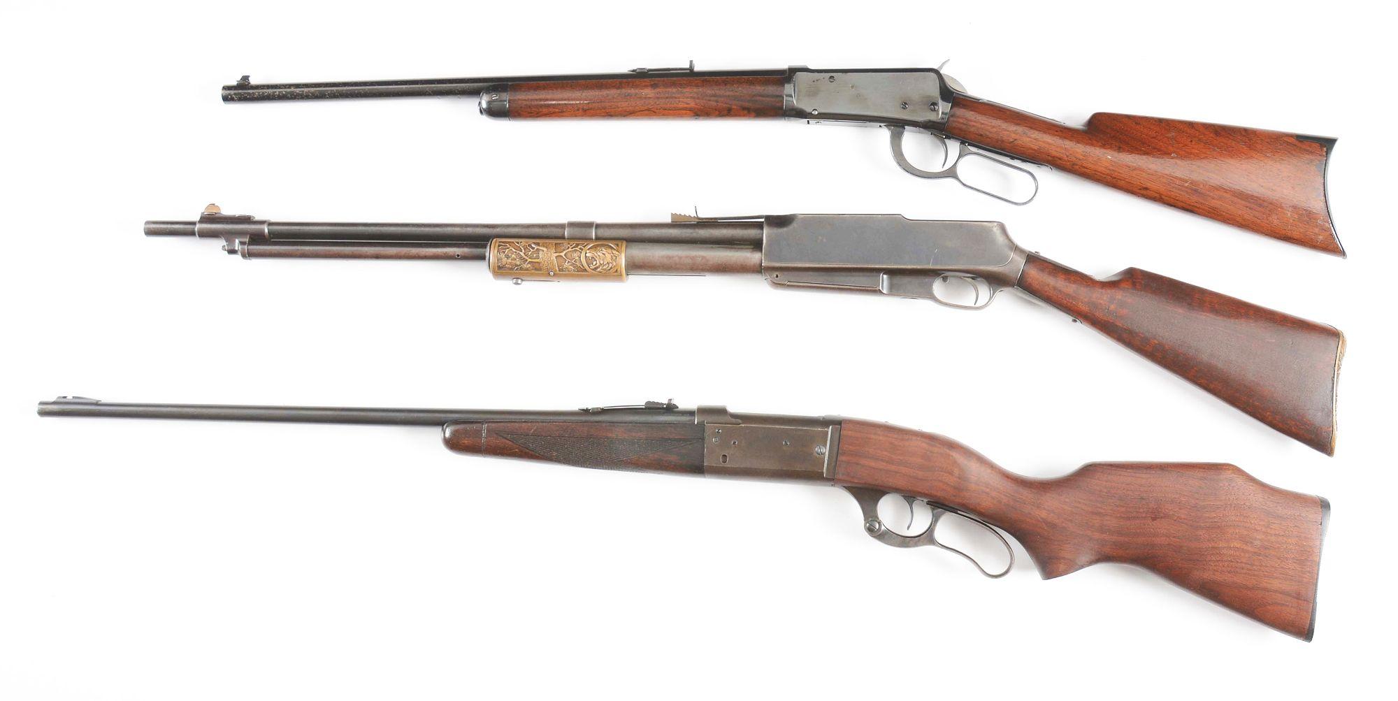 (C) LOT OT THREE: WINCHESTER 94 .38-55 LEVER ACTION RIFLE, STANDARD ARMS MODEL G .35 SLIDE ACTION RI