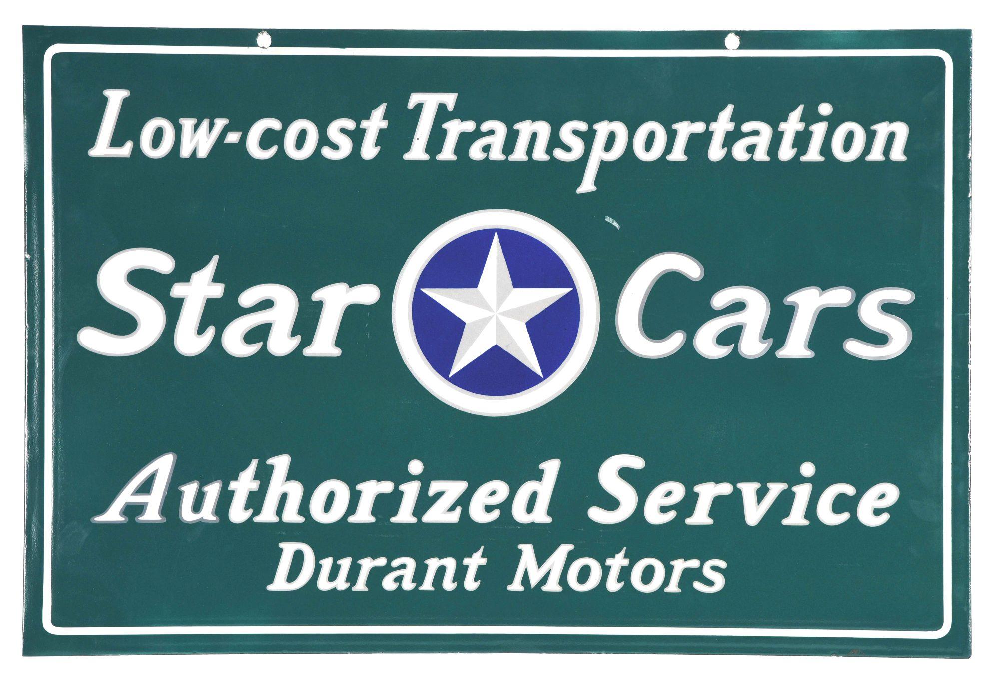 STAR CARS & DURANT MOTORS AUTHORIZED SERVICE SIGN.