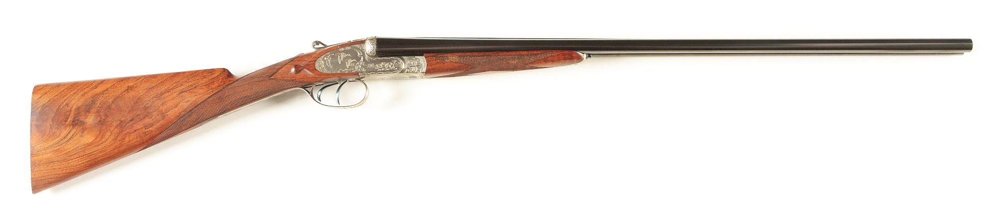 (M) RARE BROWNING CUSTOM SHOP 20 GAUGE "ANSON MODEL F" SIDE BY SIDE EJECTOR GAME SHOTGUN WITH CASE.