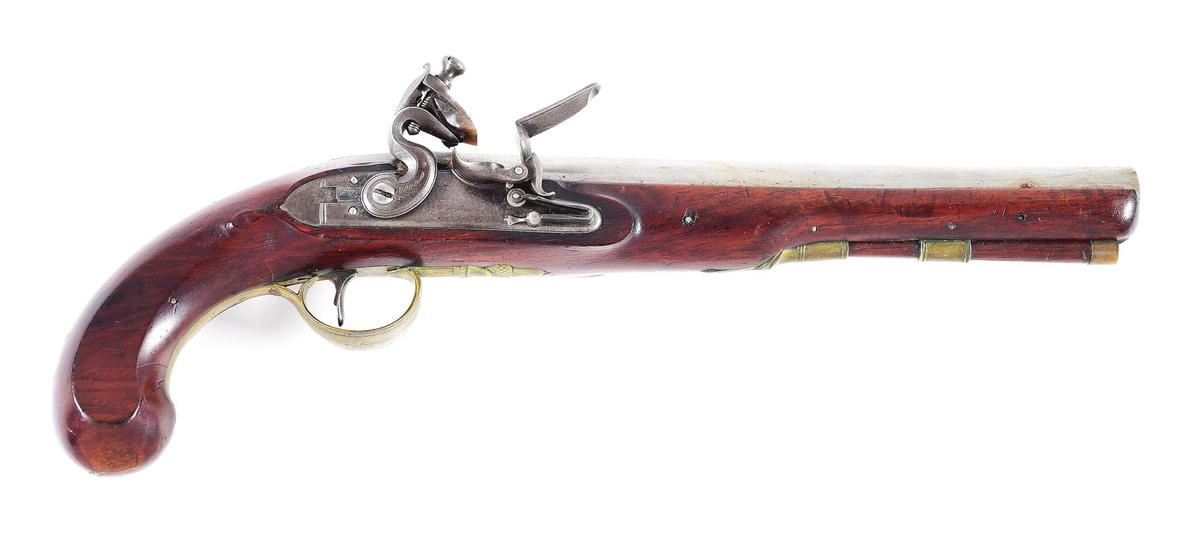 (A) RYAN & WATSON SIGNED FLINTLOCK HOLSTER PISTOL.