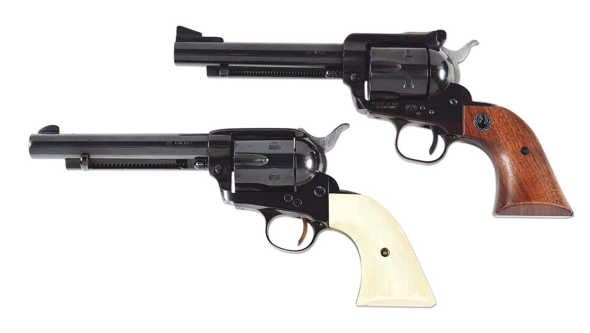 (M+C) LOT OF 2: RUGER .32 WCF BLACKHAWK AND GREAT WESTERN ARMS SINGLE ACTION REVOLVERS.