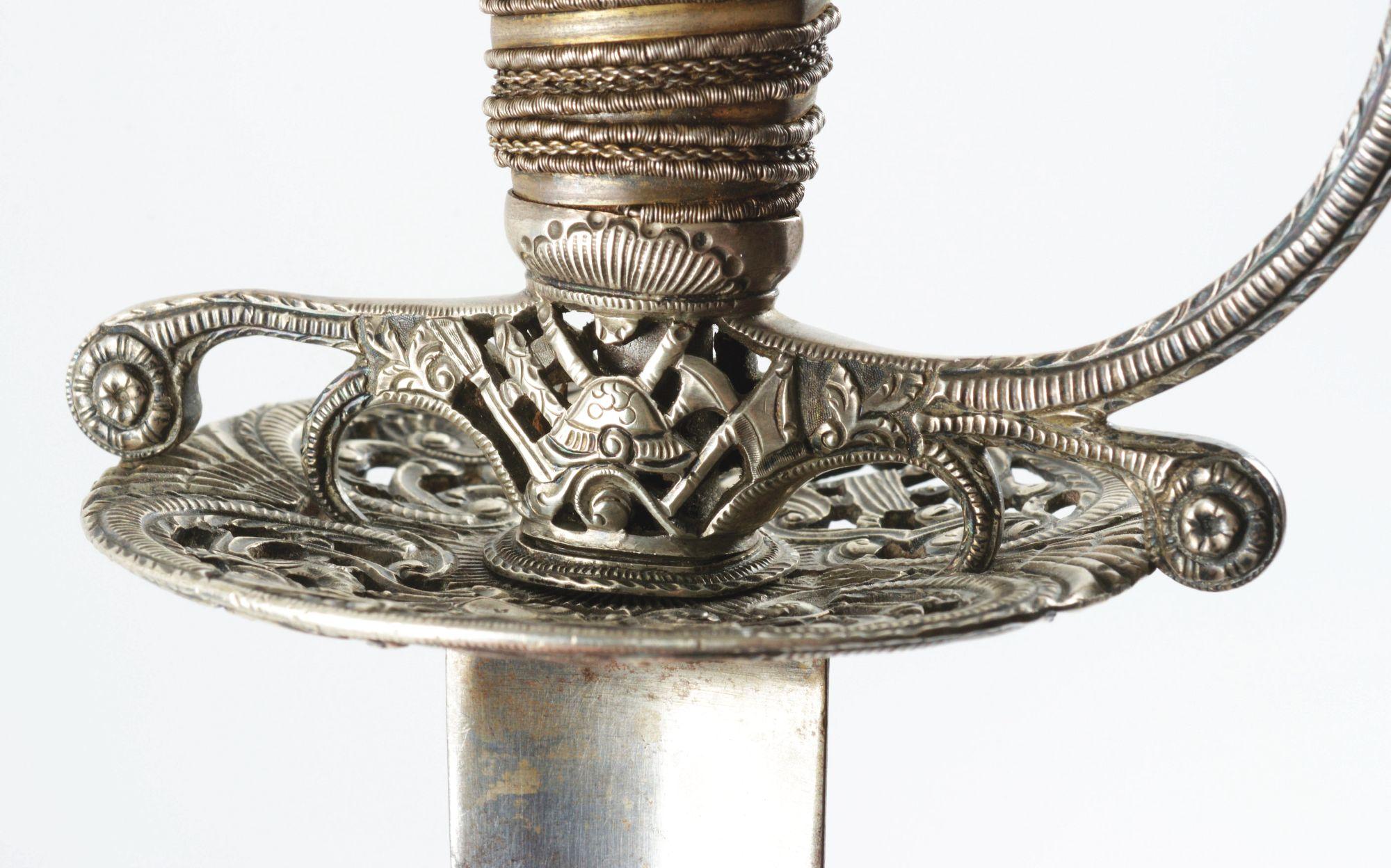 EXTREMELY FINE SILVER-HILTED ENGLISH SMALL SWORD.